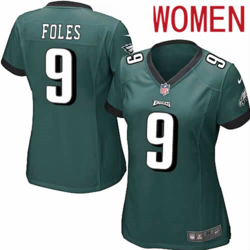 Women Philadelphia Eagles 9 Nick Foles Nike Midnight Green Game NFL Jersey